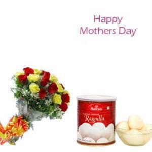 12 Mix Roses with 1Kg Rasgulla